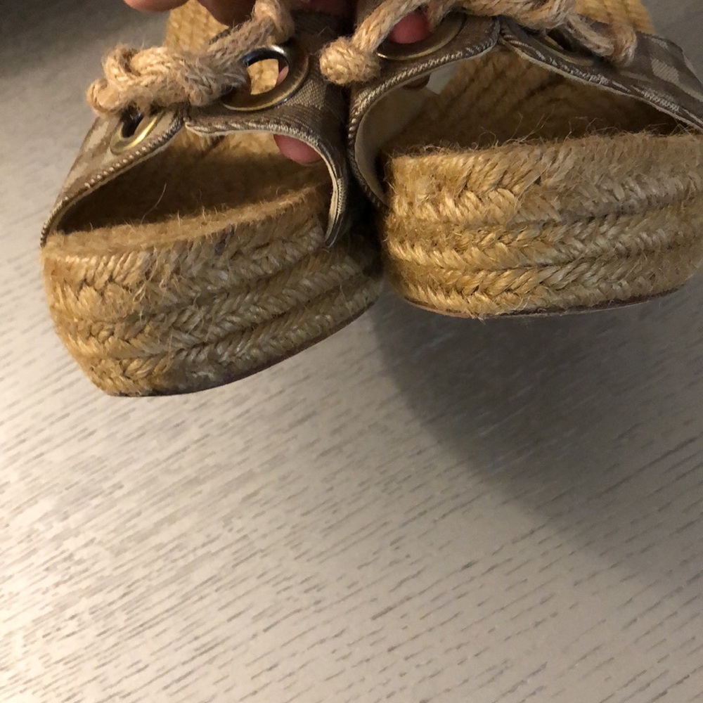 BURBERRY Plaid Espadrille Wedge Sandals Size 7 - Picture 7 of 16